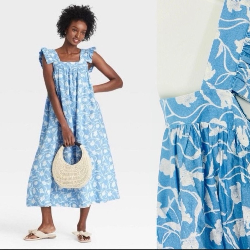 A New Day Blue and White Patterned Dress